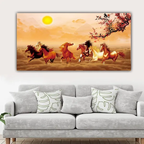 Multicolour_Running_7Horses_Vastu_Painting_For_Living_Room_Drawing_Room_Wall_Decoration_|_Bedroom_|_Office_|_Gifts_|_Canvas_Paintings_(48X24_Inches)