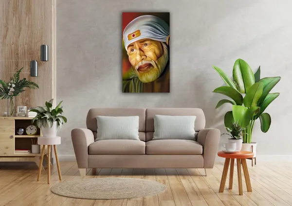 Multicolour_Beautiful_Canvas_Sai_Baba_Painting_Photo_Frame_For_Living_Room_|_Bedroom_Big_Size_(With_Frame)_(30_By_60_Inches)