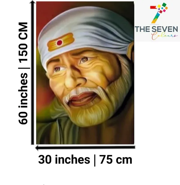 Multicolour_Beautiful_Canvas_Sai_Baba_Painting_Photo_Frame_For_Living_Room_|_Bedroom_Big_Size_(With_Frame)_(30_By_60_Inches)