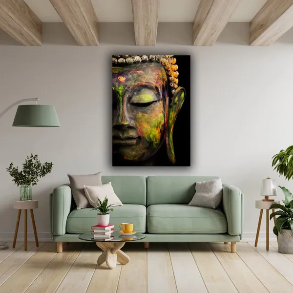 Multicolour_Beautiful_Canvas_Buddha_Paintings_Modern_Art_For_Living_Room_|_Bedroom_|_Office_Walls_Big_Size_(With_Wooden_Frame)_(24_By_36_Inches)