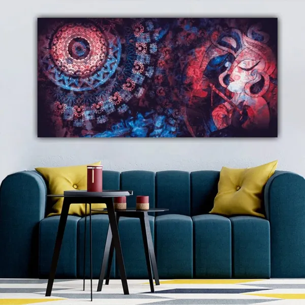 Multicolour_Beautiful_Canvas_Krishna_Painting_For_Living_Room_Wall_Decoration_Big_Large_Size_Ancient_Vedic_Photo_Frame_Paintings_For_Home_Decor_|_Bedroom_(48_By_24_Inches)_(With_Frame)