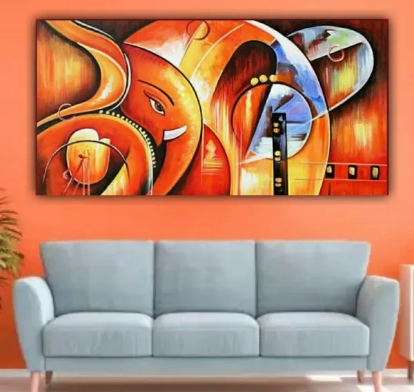Multicolour_Beautiful_Ganesha_Jee_Paintings_Canvas_Wall_Art_Painting_Frame_For_Living_Room_(With_Wooden_Framing)_(60_By_30_Inches)