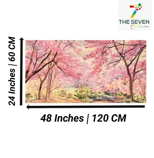 Multicolour_Beautiful_Canvas_Paintings_Landscape_Pink_Floral_Trees_Frame_Large_Size_For_Living_Room_|_Bedroom_(With_Wooden_Frame)_(48_By_24_Inches)
