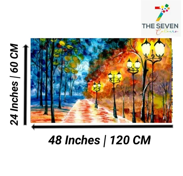 Multicolour_Beautiful_Autumn_City_Night_Landscape_Painting_Canvas_Modern_Wall_Art_Decor_Big_Large_Size_Paintings_For_Living_Room_(With_Frame)_(48_By_24_Inches)