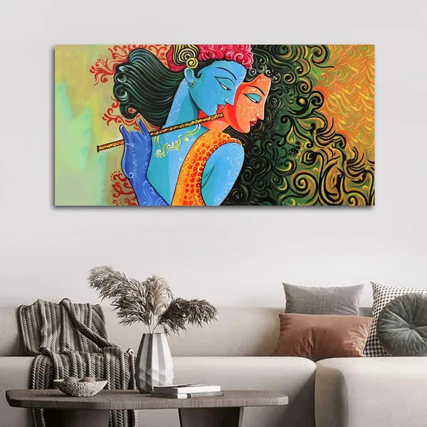 Multicolour_Madhubani_Radha_Krishna_Painting_Canvas_Frame_Big_Large_Size_Wall_Frame_Wall_Decor_|_Canvas_Painting_|_Home_Decoration_|_Office_Walls_Decor_(Ready_To_Hang)_(60_By_30_Inches)