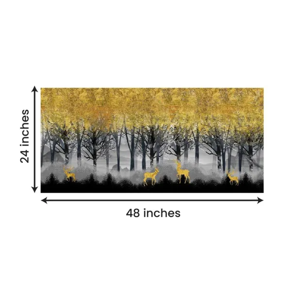 Multicolour_Beautiful_Landscape_Golden_Deers_In_Dark_Forest_Canvas_Painting_Wall_Frame_Wall_Decor_For_Living_Room,_Modern_Art_Painting_(Ready_To_Hang)_(48_By_24_Inches)