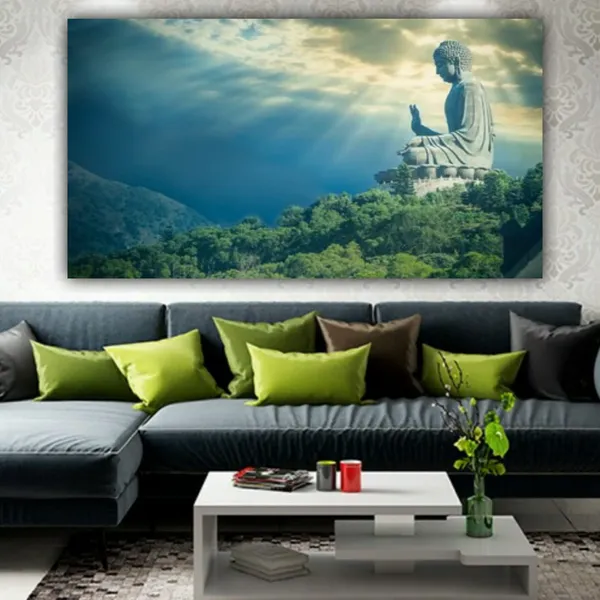 Multicolour_Beautiful_Buddha_Statue_Canvas_Painting_For_Living_Room_Big_Size_Office_Walls_(With_Frame)_(60_By_30_Inches)