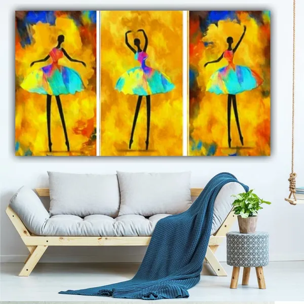 Multicolour_Beautiful_Modern_Art_Abstract_Designs_African_Ballerina_Dancings_Canvas_Painting_Multiple_Frames_For_Living_Room_|_Wall_Art_(Pack_Of_3)_(18_By_24_Inches_Each)
