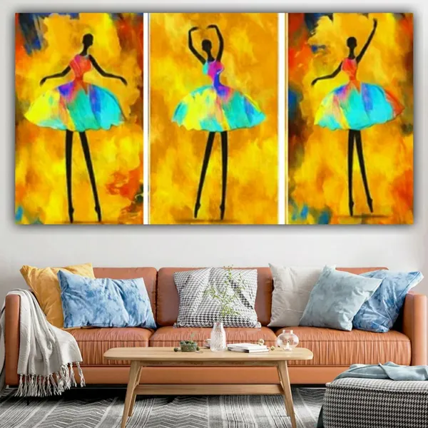 Multicolour_Beautiful_Modern_Art_Abstract_Designs_African_Ballerina_Dancings_Canvas_Painting_Multiple_Frames_For_Living_Room_|_Wall_Art_(Pack_Of_3)_(18_By_24_Inches_Each)