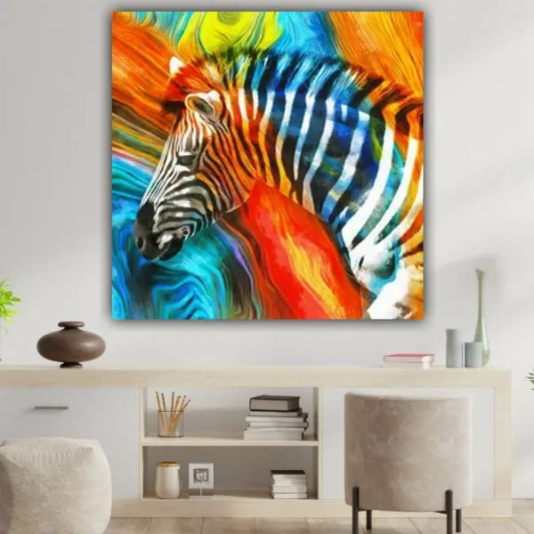 Multicolour_Beautiful_Multicolour_Zebra_Modern_Wall_Art_Decor_Painting_Frame_For_Living_Room_|_Bedroom_|_Office_Walls_(With_Frame)_(24_By_24_Inches)