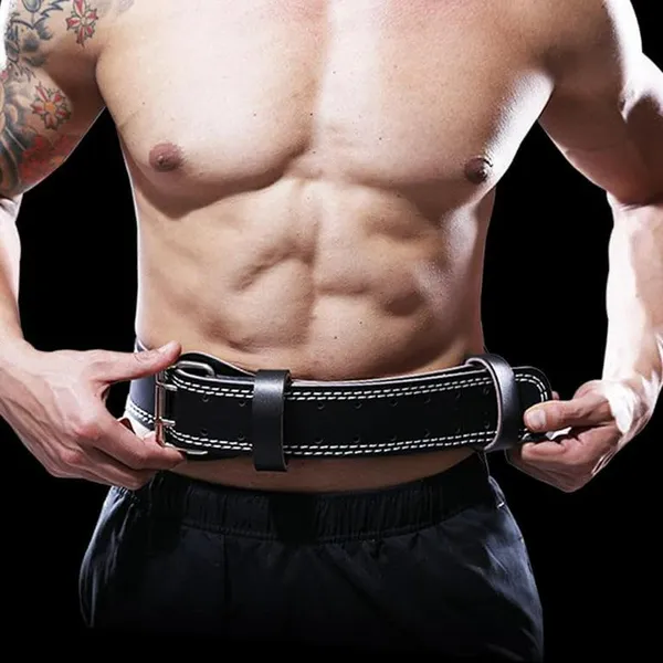 Black_Weight_Lifting_Belt_Vegan_Leather_Back_Support_Gym_Belt,_Lever_Belt_For_Athletes_With_Adjustable_Holes_Suitable_For_Men_&_Womens_For_All_Waist_Sizes_|_Wightlifting_Powerlifting_Bodybuilding_Deadlift_Gym_Workout_Sqaut_Training_(Men_&_Womens)