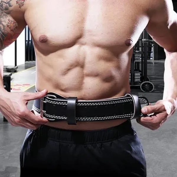 Black_Weight_Lifting_Belt_Vegan_Leather_Back_Support_Gym_Belt,_Lever_Belt_For_Athletes_With_Adjustable_Holes_Suitable_For_Men_&_Womens_For_All_Waist_Sizes_|_Wightlifting_Powerlifting_Bodybuilding_Deadlift_Gym_Workout_Sqaut_Training_(Men_&_Womens)
