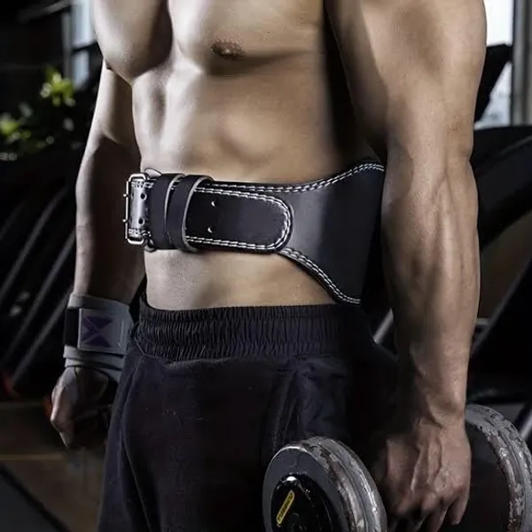 Black_Weight_Lifting_Belt_Vegan_Leather_Back_Support_Gym_Belt,_Lever_Belt_For_Athletes_With_Adjustable_Holes_Suitable_For_Men_&_Womens_For_All_Waist_Sizes_|_Wightlifting_Powerlifting_Bodybuilding_Deadlift_Gym_Workout_Sqaut_Training_(Men_&_Womens)