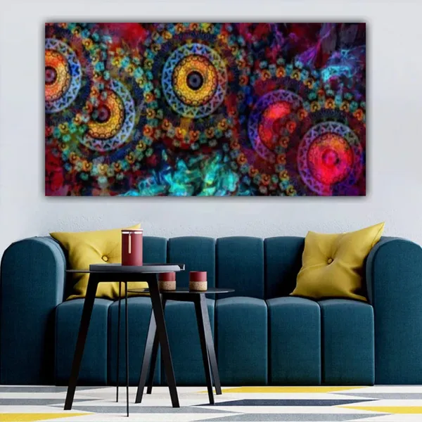 Multicolour_Beautiful_Painting_Vintage_Ancient_Indian_Vedic_Design_Abstract_Big_Large_Size_Paintings_Frame_For_Positive_Vibes_|_Wall_Decor_(With_Frame)_(48_By_24_Inches_|_120_By_60_Cm)