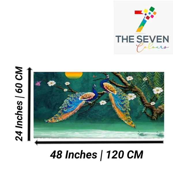 Multicolour_Beautiful_Peacocks_Painting_For_Living_Room_Wall_Decoration_Big_Large_Size_Photo_Frame_Abstract_Modern_Art_Paintings_(With_Frame)_(48_By_24_Inches_|_120_By_60_Cm)
