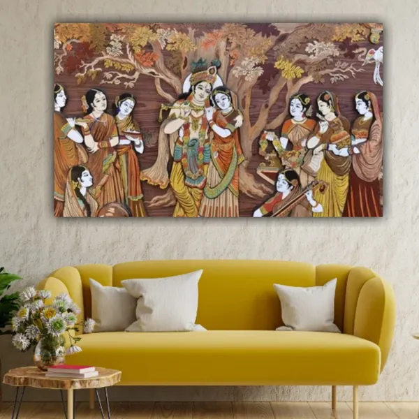 Multicolour_Beautiful_Canvas_Madhubani_Radha_Krishna_Painting_With_Frame_For_Living_Room_Wall_Decor_Big_Size_Large_Photo_Home_(60_By_30_Inches)