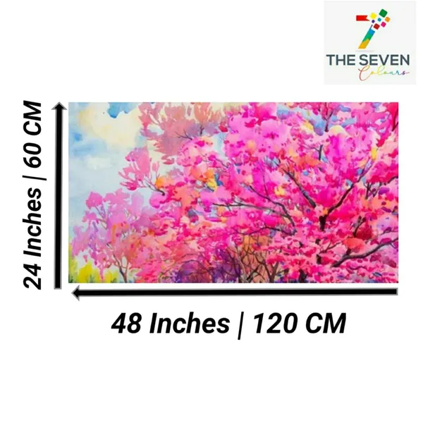 Multicolour_Beautiful_Pink_Flower_Tree_Canvas_Landscape_Paintings_Abstract_Modern_Wall_Art_Decor_Painting_Frame_For_Living_Room_(With_Frame)_(48_By_24_Inches_|_120_By_60_Cm)