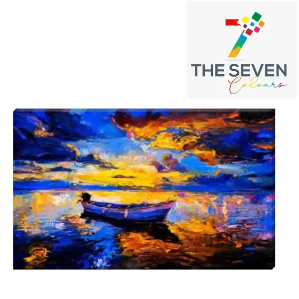 Multicolour_Beautiful_Sunset_And_Boat_Near_River_Landscape_Painting_Canvas_Abstract_Modern_Art_Big_Large_Size_Photo_Frame_For_Wall_Decor_Living_Room_(With_Frame)_(48_By_24_Inches)