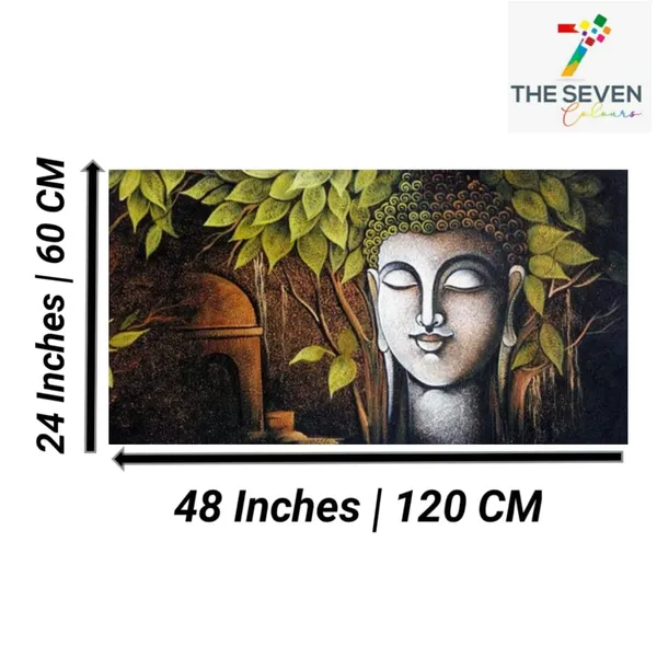 Multicolour_Beautiful_Meditating_Buddha_Painting_Under_Bodhi_Tree_Canvas_Abstract_Modern_Wall_Art_Decor_Big_Large_Size_Paintings_For_Living_Room_(With_Frame)_(48_By_24_Inches)