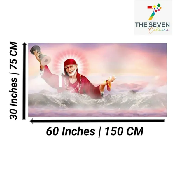 Multicolour_Beautiful_Canvas_Sai_Baba_Painting_Photo_Frame_For_Living_Room_Large_Size_(With_Frame)_(60_By_30_Inches)