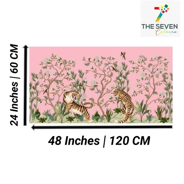 Multicolour_Beautiful_Pink_Oriental_Tigers_Landscape_Paintings_Canvas_Abstract_Modern_Wall_Art_Decor_Big_Large_Size_Painting_For_Living_Room_(With_Frame)_(48_By_24_Inches)