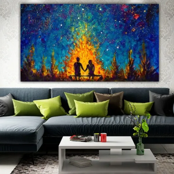 Multicolour_Landscape_Couples_Canvas_Painting_Wall_Frame_Wall_Decor_For_Living_Room,_Couples_Under_Glowing_Sky_Painting_(Ready_To_Hang)_(48_By_24_Inches)