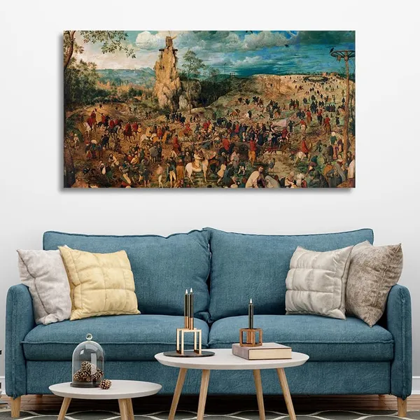 Multicolour_Beautiful_The_Procession_To_Calvary_By_Pieter_Brueghel_Canvas_Painting_Wall_Frame_Wall_Decor_|_Modern_Art_Canvas_Painting_(Ready_To_Hang)_(60_By_30_Inches)