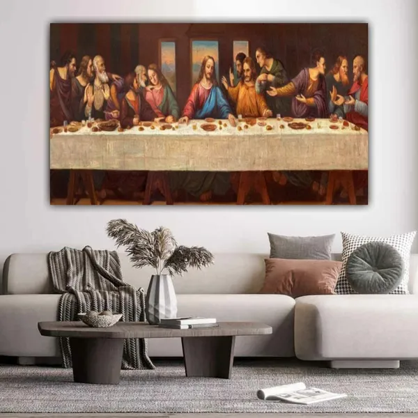 Multicolour_Beautiful_Jesus_Painting_Canvas_Last_Supper_Abstract_Ancient_Wall_Art_Big_Large_Big_Size_Frame_For_Home_Decor_|_Living_Room_|_Bedroom_(With_Frame)_(48_By_24_Inches)