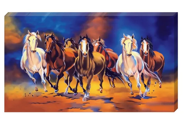Multicolour_Beautiful_Vastu_Seven_Red_And_White_Running_Horses_Painting_Sunrise_With_Frame_Wall_Decors_Large_Size_Canvas_Abstract_Modern_Wall_Arts_For_Home_Decor_|_Bedroom_(60_By_30_Inches)