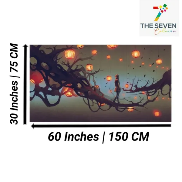 Multicolour_Girl_Walking_On_Tree_Branch_Lit_Lanterns_Beautiful_Canvas_Painting_Frame_For_Living_Room_|_Bedroom_Big_Size_(With_Frame)_(60_By_30_Inches)