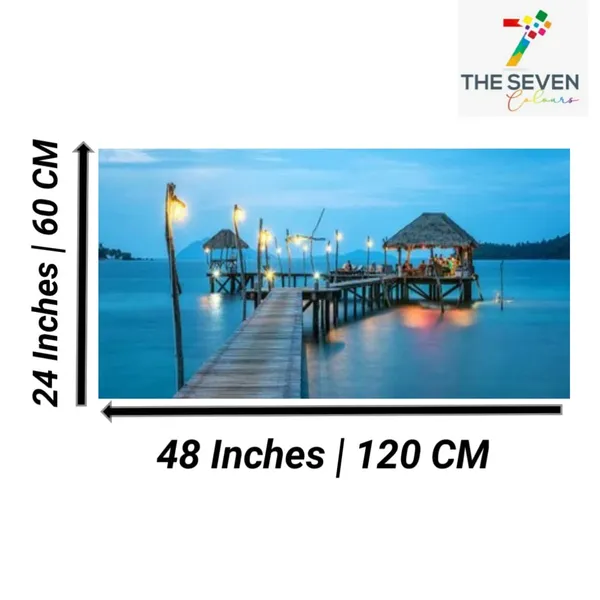 Multicolour_Beautiful_Bahamas_Beach_Landscape_Painting_Canvas_Modern_Art_Wall_Decor_Big_Large_Size_Painting_For_Living_Room_|_Bedroom_|_Office_Walls_(With_Frame)_(48_By_24_Inches)