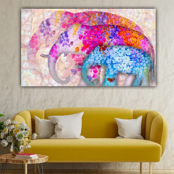 Multicolour_Beautiful_Canvas_Painting_Multicoloured_Elephant_Family_Abstract_Paintings_For_Living_Room_|_Bedroom_|_Office_Walls_Big_Size_(With_Wooden_Frame)_(60_By_30_Inches)