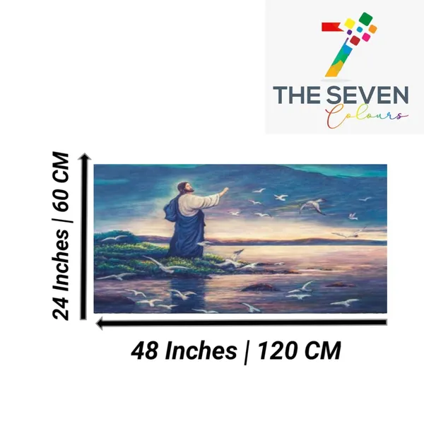 Multicolour_Beautiful_Canvas_Painting_Jesus_Feeding_Birds_Abstract_Ancient_Wall_Art_Big_Size_Paintings_For_Home_Decor_|_Living_Room_|_Bedroom_(With_Frame)_(48_By_24_Inches_|_120_By_60_Cm)