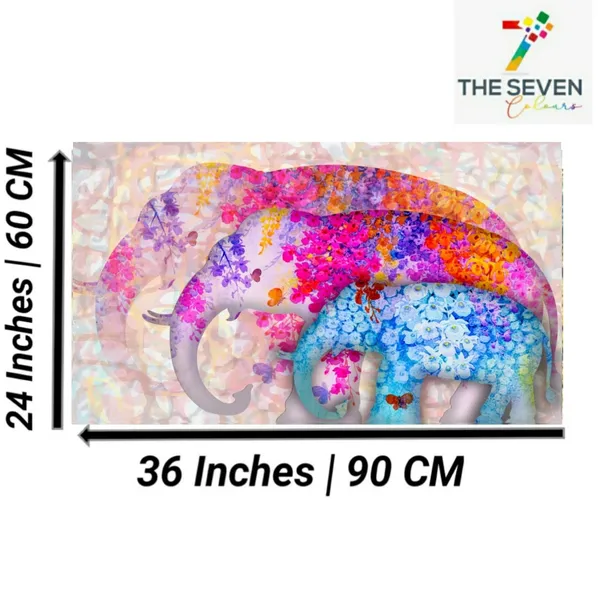 Multicolour_Beautiful_Canvas_Painting_Multicoloured_Elephant_Family_Abstract_Paintings_For_Living_Room_|_Bedroom_|_Office_Walls_Big_Size_(With_Frame)_(36_By_24_Inches)