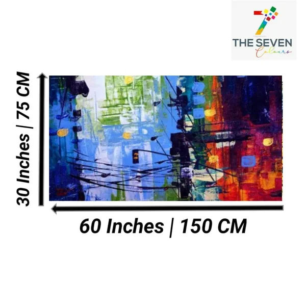 Multicolour_Beautiful_Cityscape_Abstract_Painting_Canvas_Modern_Art_Wall_Decor_Landscape_Paintings_Frame_Big_Large_Size_For_Living_Room_(With_Wooden_Frame)_(60_By_30_Inches)