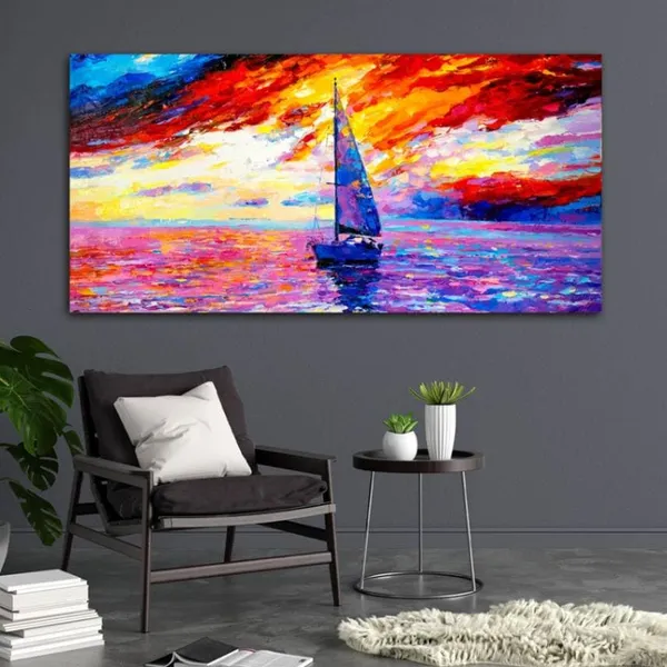 Multicolour_Beautiful_Landscape_Big_Panoramic_Sail_Ship_During_Sunset_Seascape_Canvas_Painting_Wall_Frame_Wall_Decor_For_Living_Room,_Modern_Art_Painting_(Ready_To_Hang)_(48_By_24_Inches)
