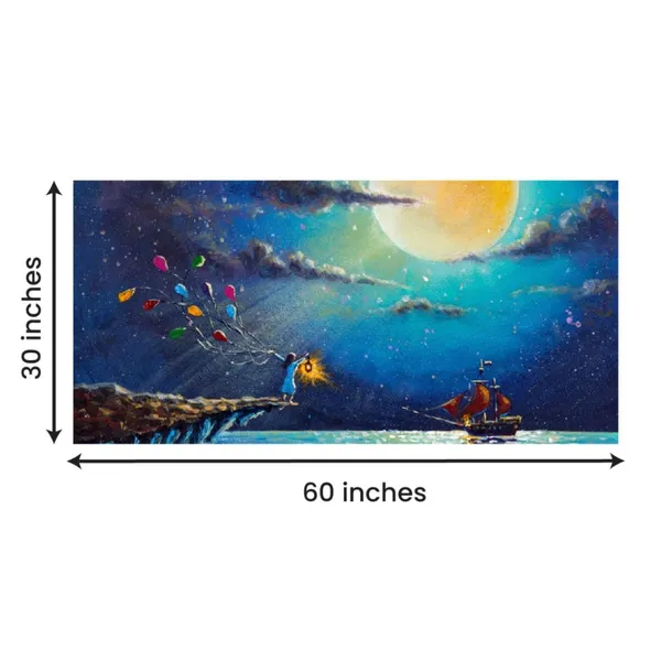 Multicolour_Beautiful_Landscape_Boat_&_Girl_Artistic_Night_Scenery_Canvas_Painting_Wall_Frame_Wall_Decor_For_Living_Room_|_Modern_Art_Canvas_Painting_(Ready_To_Hang)_(60_By_30_Inches)