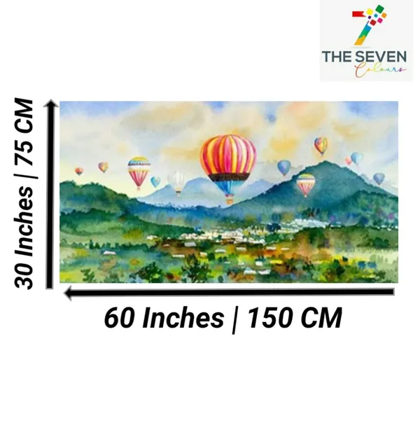 Multicolour_Beautiful_Canvas_Paintings_Hot_Air_Balloon_Landscape_Modern_Wall_Art_Painting_Large_Size_For_Living_Room_|_Bedroom_(With_Wooden_Frame)_(60_By_30_Inches)
