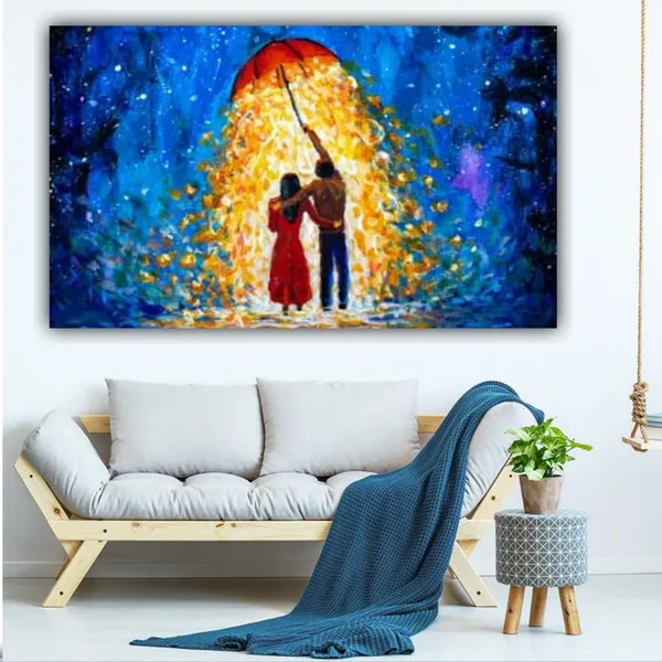 Multicolour_Beautiful_Canvas_Paintings_Couples_Under_Glowing_Umbrella_In_Starry_Night_Painting_Frame_For_Living_Room_|_Bedroom_(With_Frame)_(36_By_24_Inches)