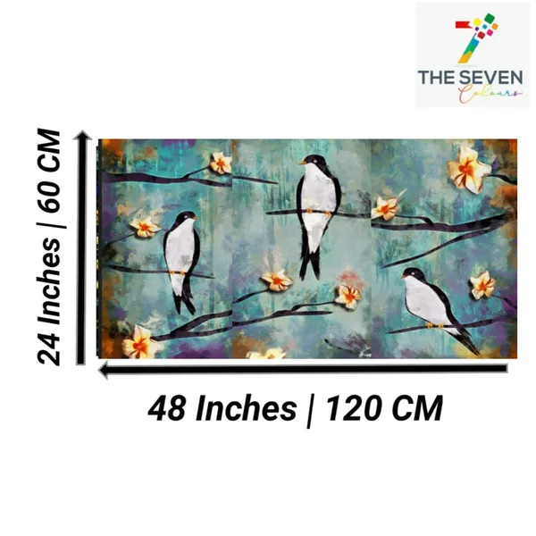 Multicolour_Beautiful_Parrots_On_Flower_Tree_Painting_Canvas_Abstract_Modern_Art_Wall_Decor_Big_Large_Size_For_Living_Room_|_Bedroom_(48_By_24_Inches_|_120_By_60_Cm)_(With_Frame)