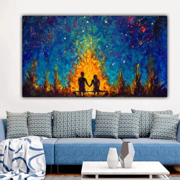 Multicolour_Landscape_Couples_Canvas_Painting_Wall_Frame_Wall_Decor_For_Living_Room,_Couples_Under_Glowing_Sky_Painting_(Ready_To_Hang)_(60_By_30_Inches)