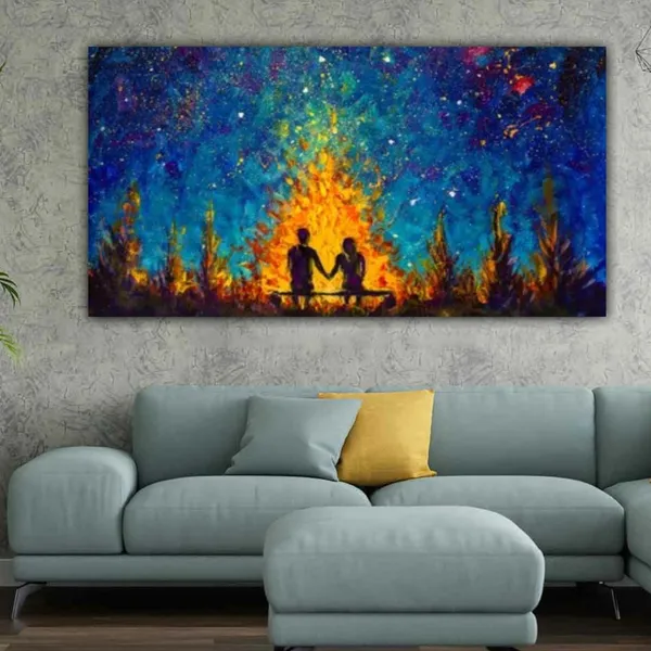 Multicolour_Landscape_Couples_Canvas_Painting_Wall_Frame_Wall_Decor_For_Living_Room,_Couples_Under_Glowing_Sky_Painting_(Ready_To_Hang)_(60_By_30_Inches)
