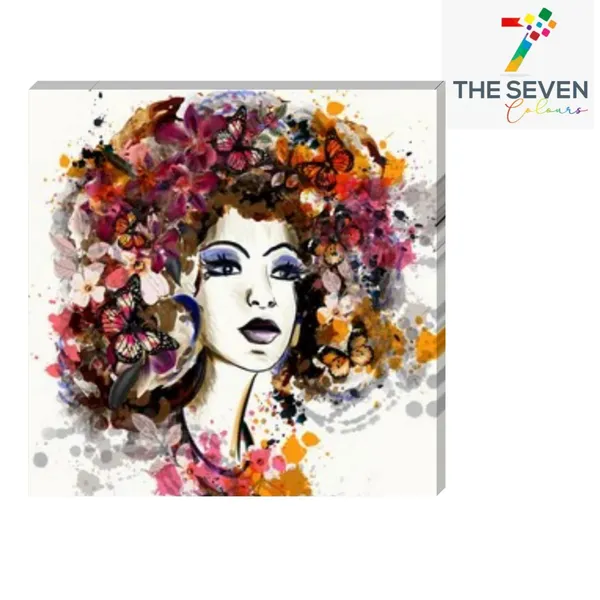 Multicolour_Beautiful_Women_With_Designed_Hairs_Paintings_Canvas_Modern_Wall_Art_Decor_Frame_For_Living_Room_|_Bedroom_|_Office_Walls_(With_Frame)_(24_By_24_Inches)