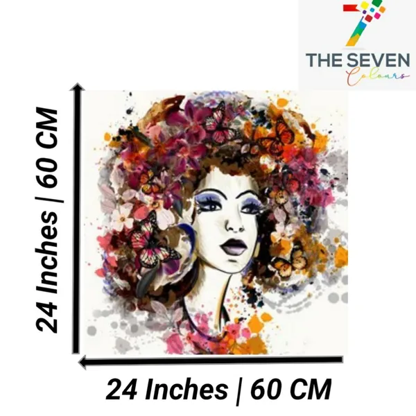 Multicolour_Beautiful_Women_With_Designed_Hairs_Paintings_Canvas_Modern_Wall_Art_Decor_Frame_For_Living_Room_|_Bedroom_|_Office_Walls_(With_Frame)_(24_By_24_Inches)