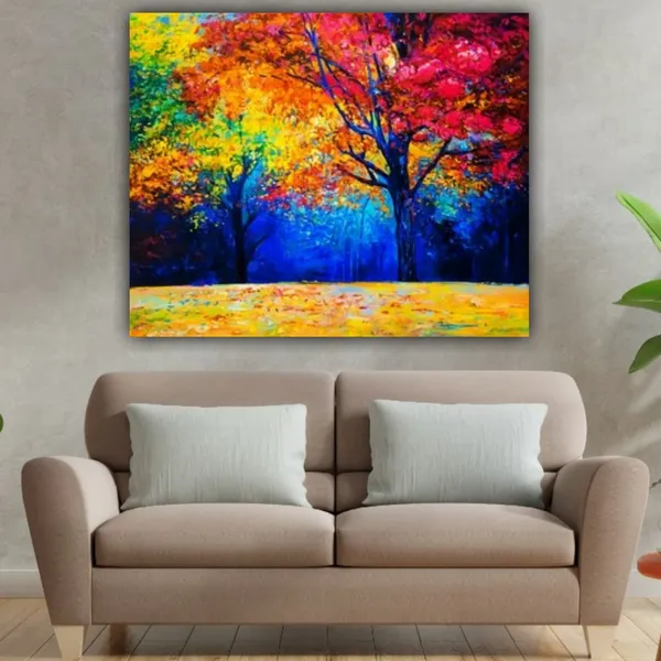 Multicolour_Beautiful_Colourful_Trees_Landscape_Paintings_Canvas_Abstract_Modern_Wall_Art_Decor_Painting_For_Living_Room_|_Bedroom_|_Home_Decoration_(With_Frame)_(24_By_24_Inches)