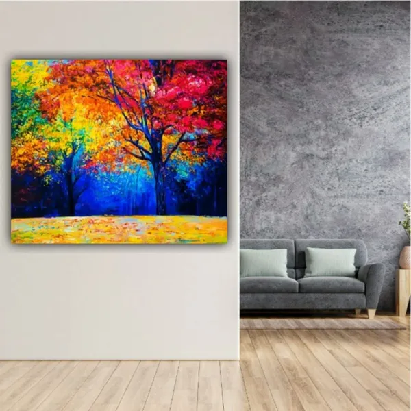 Multicolour_Beautiful_Colourful_Trees_Landscape_Paintings_Canvas_Abstract_Modern_Wall_Art_Decor_Painting_For_Living_Room_|_Bedroom_|_Home_Decoration_(With_Frame)_(24_By_24_Inches)