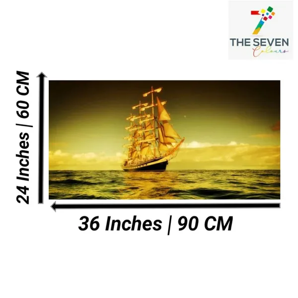 Multicolour_Sailing_Ship_In_Beautiful_Sunset_Canvas_Paintings_For_Living_Room_|_Bedroom_|_Office_Wall_(With_Frame)_(24_By_36_Inches)