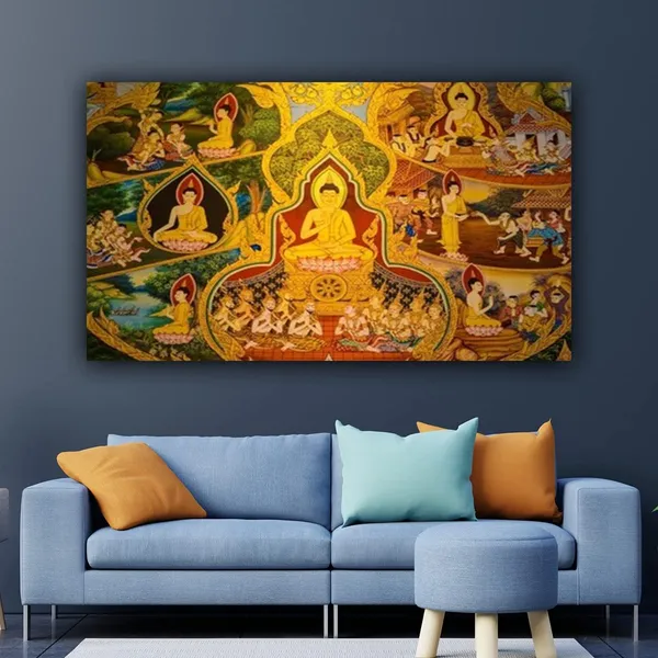 Multicolour_Buddha_Paintings_Canvas_Abstract_Modern_Art_Painting_For_Living_Room_Big_Size_(48_By_24_Inches)_(With_Frame)