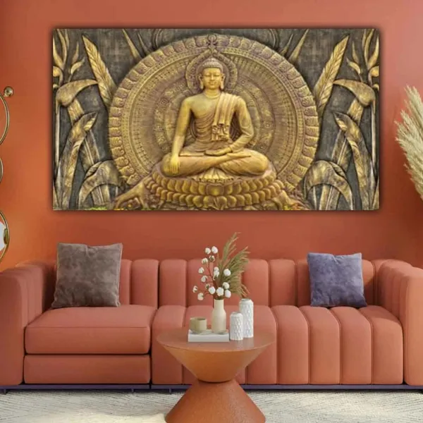Multicolour_Beautiful_Meditating_Blessing_Buddha_Painting_Canvas_Abstract_Modern_Wall_Art_Big_Large_Size_Paintings_For_Living_Room_(With_Frame)_(48_By_24_Inches_|_120_By_60_Cm)