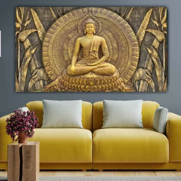 Multicolour_Beautiful_Meditating_Blessing_Buddha_Painting_Canvas_Abstract_Modern_Wall_Art_Big_Large_Size_Paintings_For_Living_Room_(With_Frame)_(48_By_24_Inches_|_120_By_60_Cm)